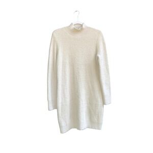 Bailey 44‎ Sweater Dress Womens XL Cream Ivory Mock Neck Fuzzy Lurex Knit Soft